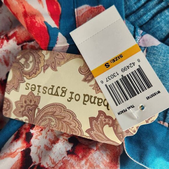 Band of Gypsies Teal Blue Floral Print Flowy Boho Shorts NWT Size Small - Picture 6 of 8